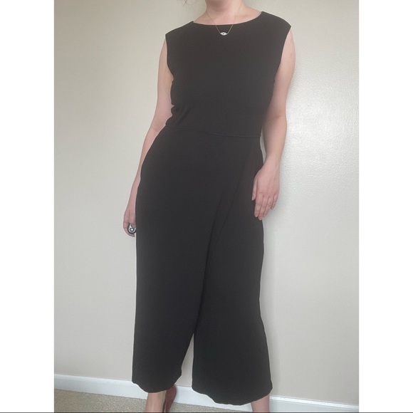 Eileen Fisher Black Crop Cap Sleeve Jumpsuit - Picture 5 of 7